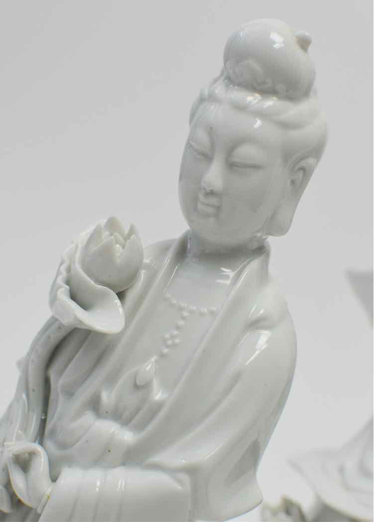 Pair of Chinese Porcelain Blanc de Chine Guanyin Figurines