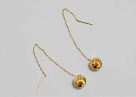 14K Yellow Gold Thread Thru Earrings