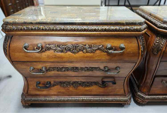 Pair of 'Stone Like' Nightstands AS IS