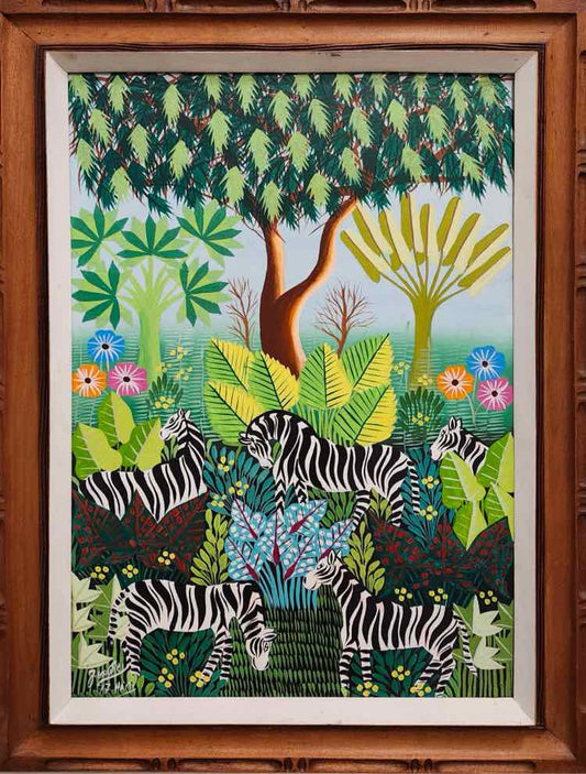 "Zebra's in the Forest" Acrylic by J. Gaotiell
