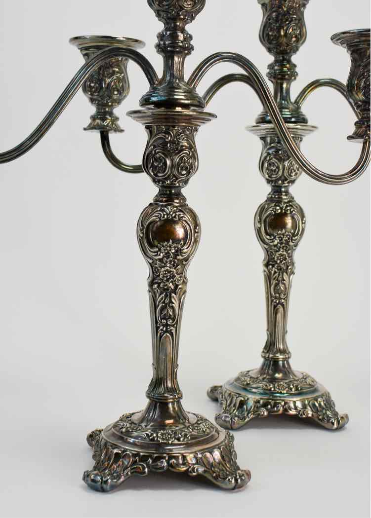 2 Vtg. 'Rose' Candelabras