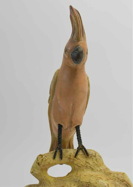 Decor Vtg .Hand painted Peach Cockatoo on Branch