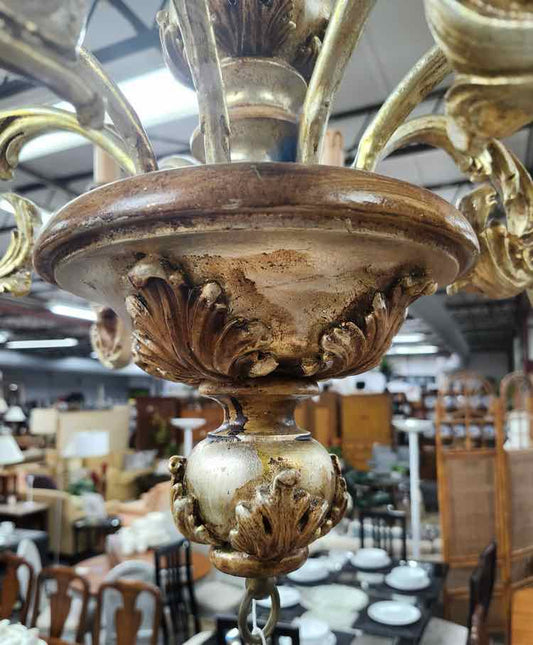 Gold Wood Louis XVI Style Chandelier