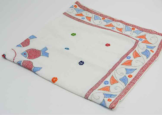 Vintage Embroidered Nakshi Kantha Textile Linen
