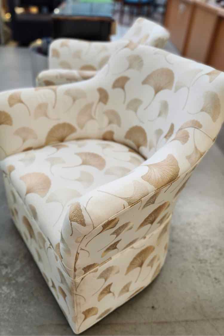 Pair of Chaddock Ginko Leaf Swivel Chairs