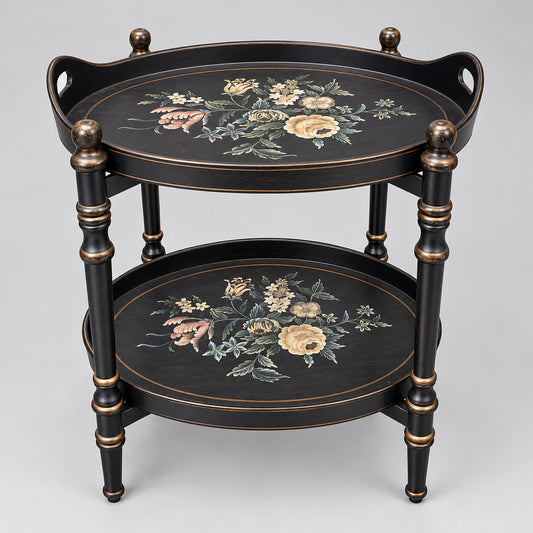 Black Dual Tray End Table