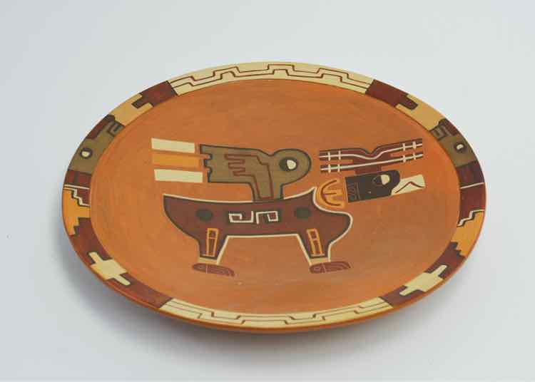 Handmade Terra Cotta Tribal Bird Plate