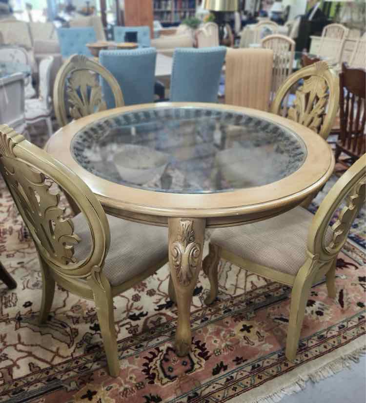 Round Glass Top Table w/4 Chairs