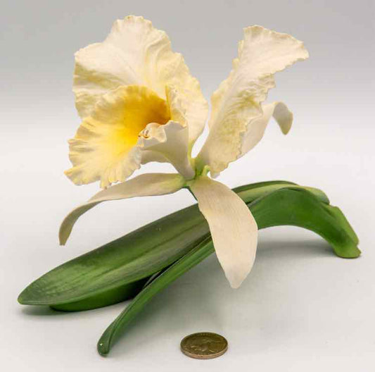 Cream Orchid Porcelain Sculpture
