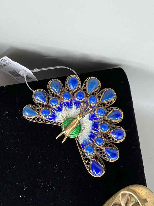 .925 Lapis Filigree Peacock Pin