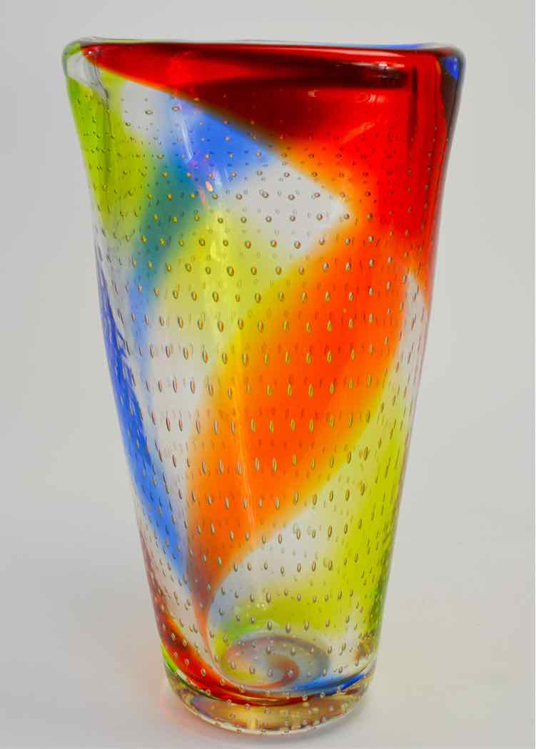 Vtg.'Murano' Bullicate Rainbow Vase