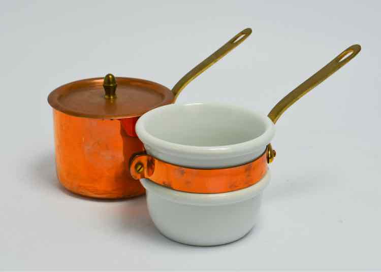 Vtg. French Copper/Brass Double-Boiler