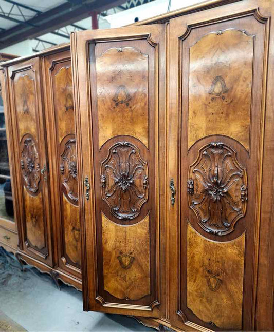 4 Door Wood Carved Armoire