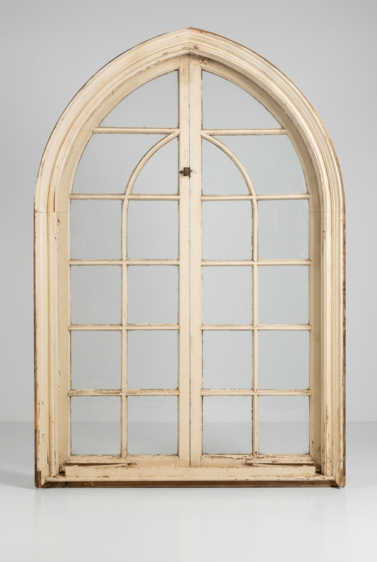Vtg. Arched Architectural Window w/Multi Pane Glass