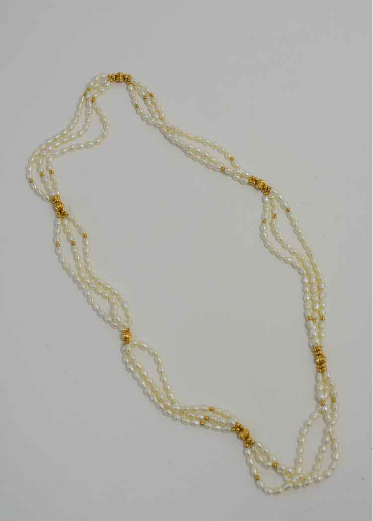 Necklace 14K YG Beads & Freshwater Pearls