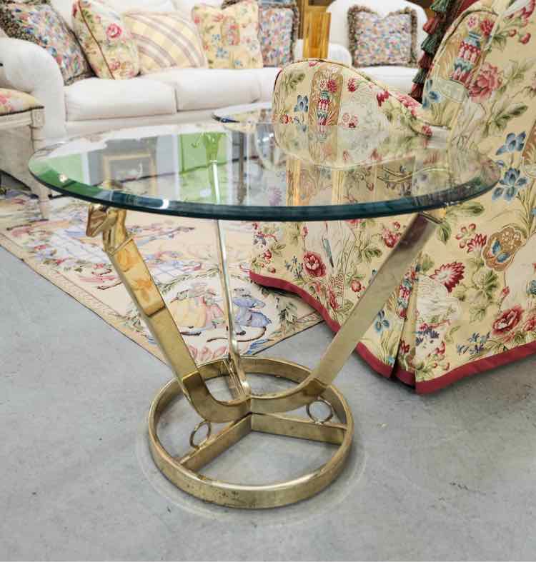 Brass Antelope Head End Table