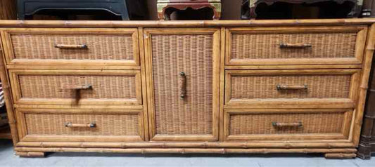 Bamboo Wicker Dresser w/Mirror