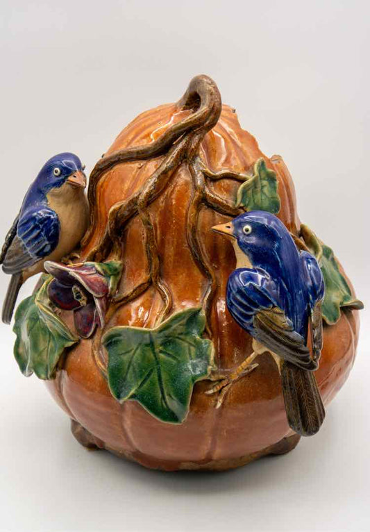 Vintage Ceramic Gourd w/ Blue Birds
