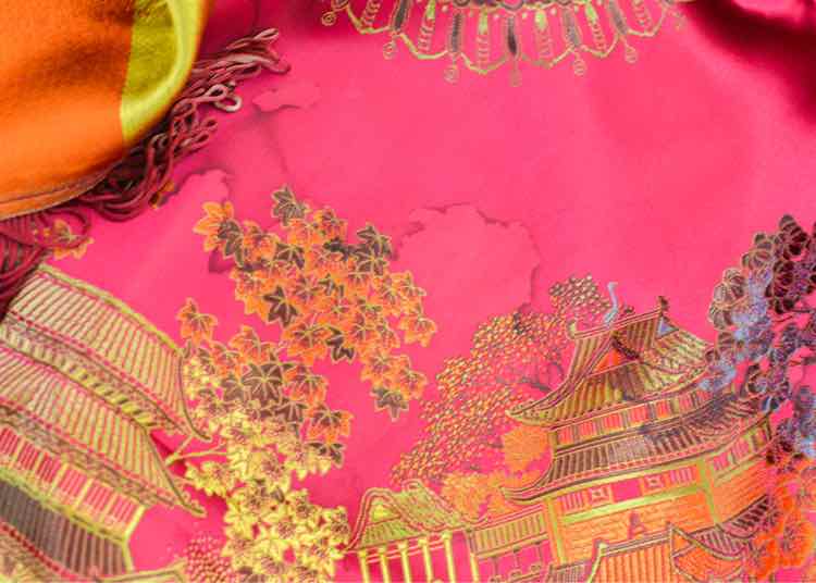 Vtg.Chinese Brocade Floral Silk Tapestry