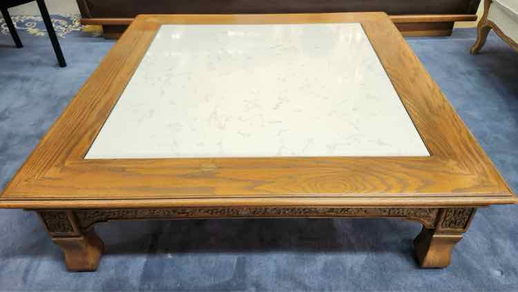 Wood Coffee Table w/Marble