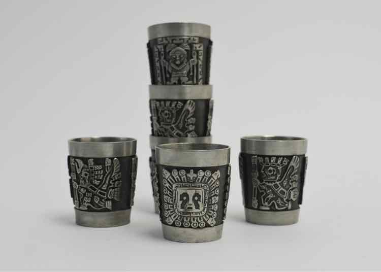 Vtg.Schohaus Bolivian Pewter Shot Glasses