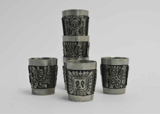 Vtg.Schohaus Bolivian Pewter Shot Glasses