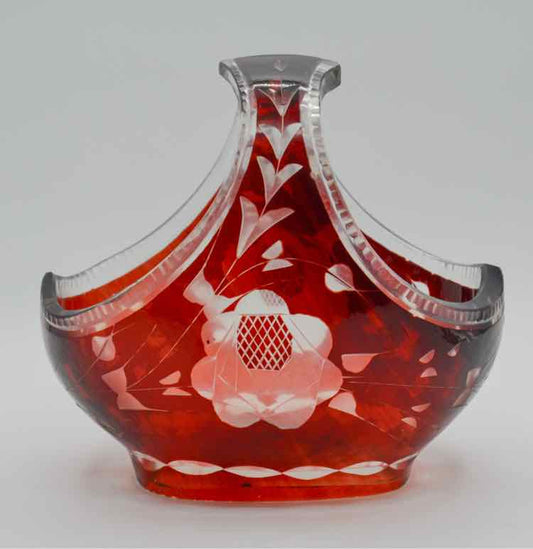 Small Ruby Cut Crystal Basket
