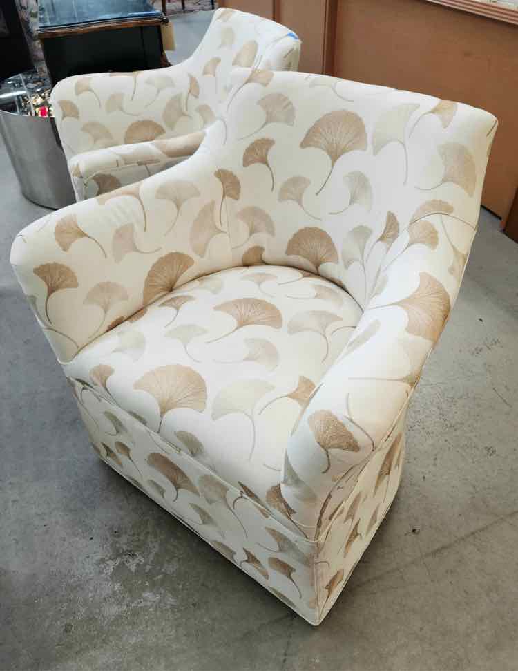 Pair of Chaddock Ginko Leaf Swivel Chairs