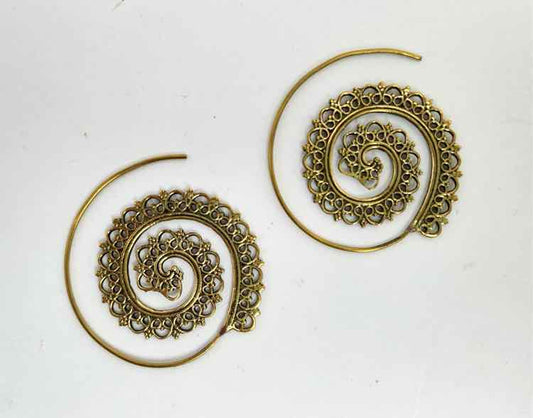 Goldtone Mandala Spiral Earrings