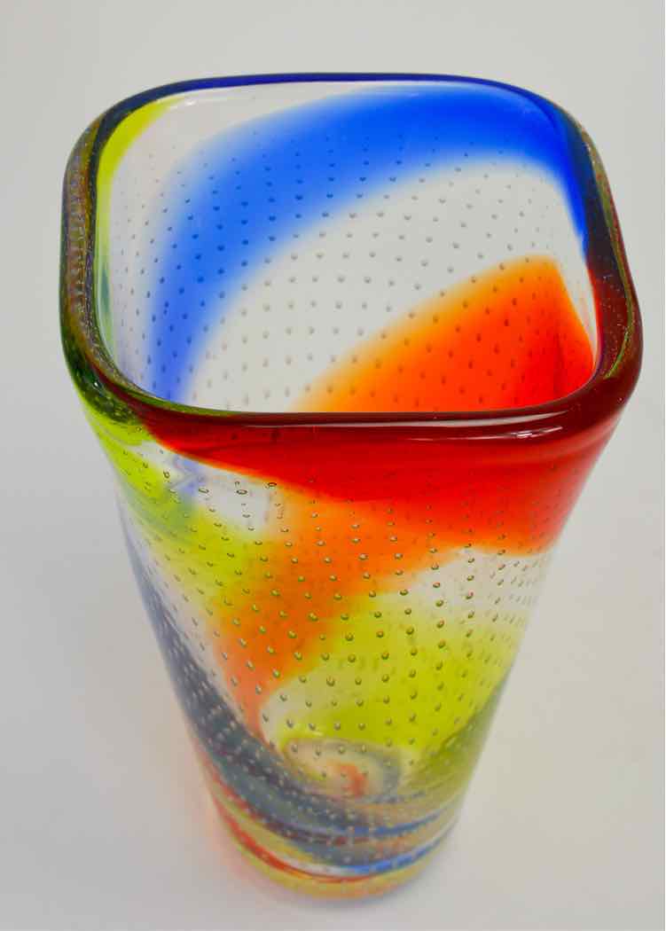 Vtg.'Murano' Bullicate Rainbow Vase