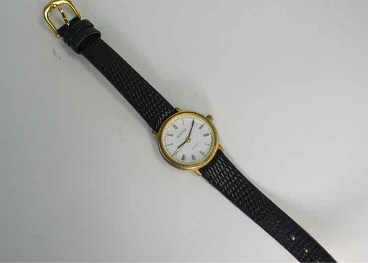 Montine Watch w/Black Leather Band