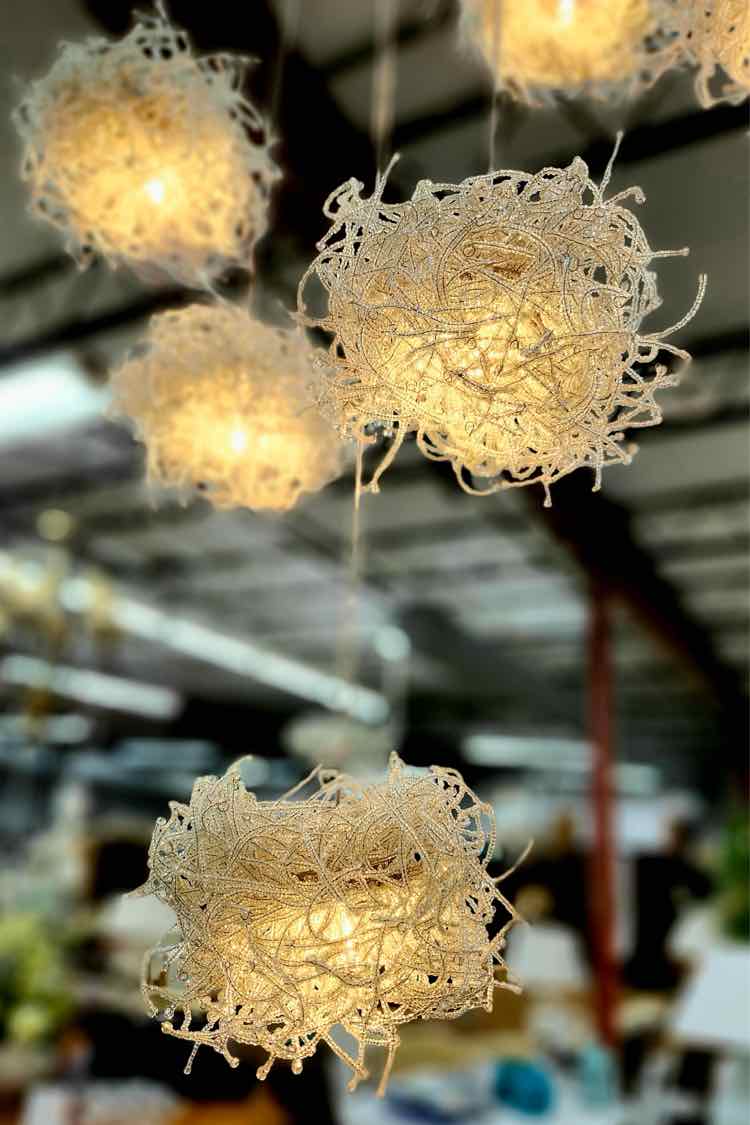 15 Pendant, Beaded Bird's Nest Light Fixture
