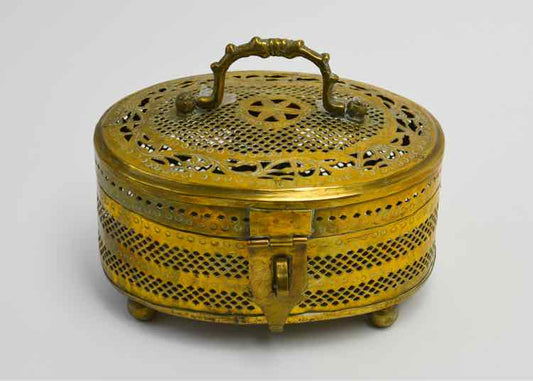 Brass Engraved Jali Cut Betel Nut Box