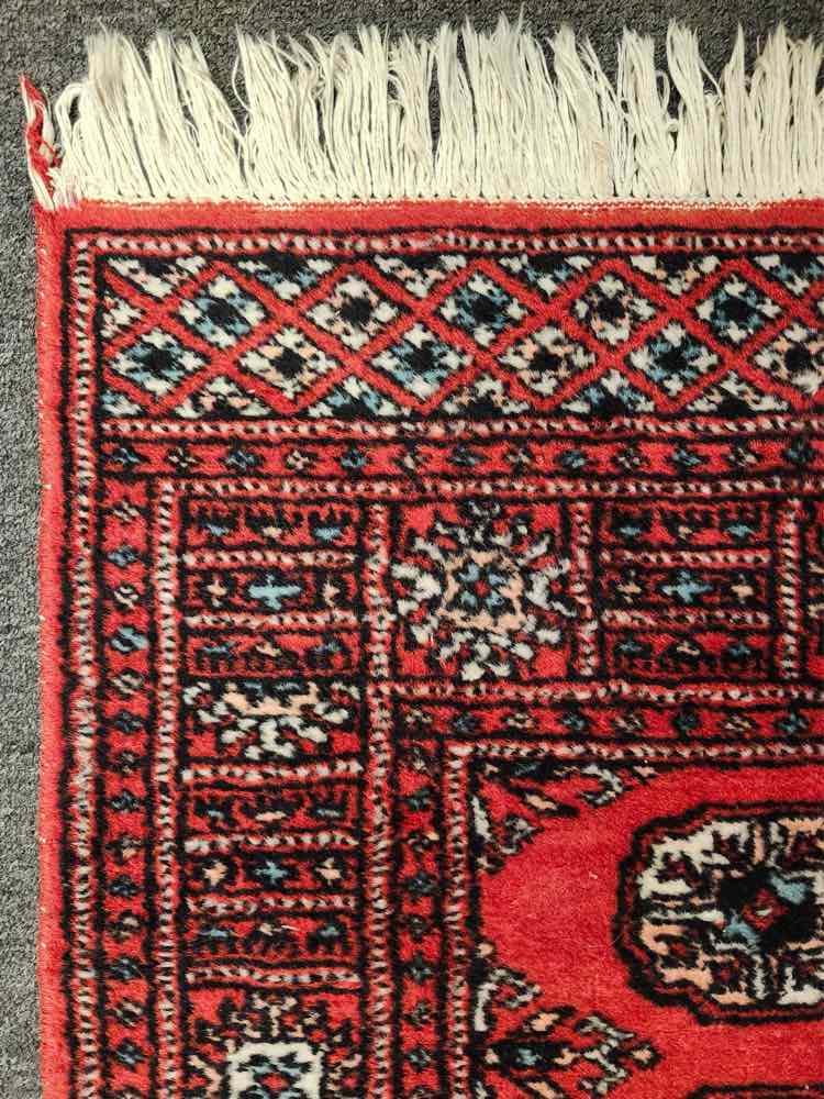 Small Red, Blue, White Bukhara Rug