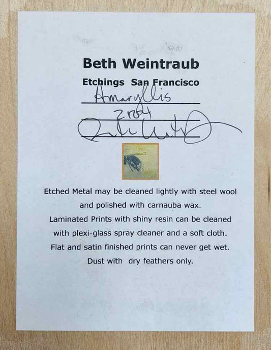 Gold & Orange Orchid Etching Beth Weintraub Art