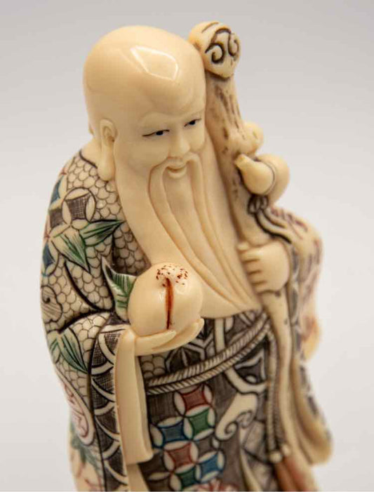 Carved Bone Chinese Sage 5"