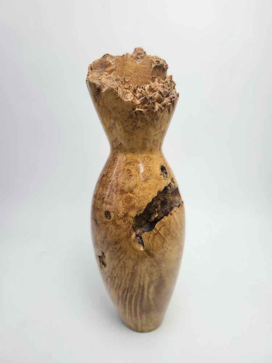 "Wooden Floral Vase" Spotted Maple Burl