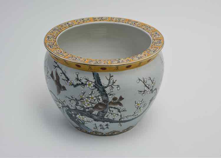 Chinoiserie Cherry Blossom Ceramic Fishbowl