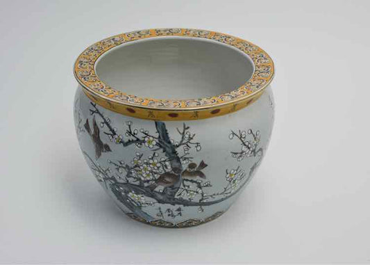 Chinoiserie Cherry Blossom Ceramic Fishbowl