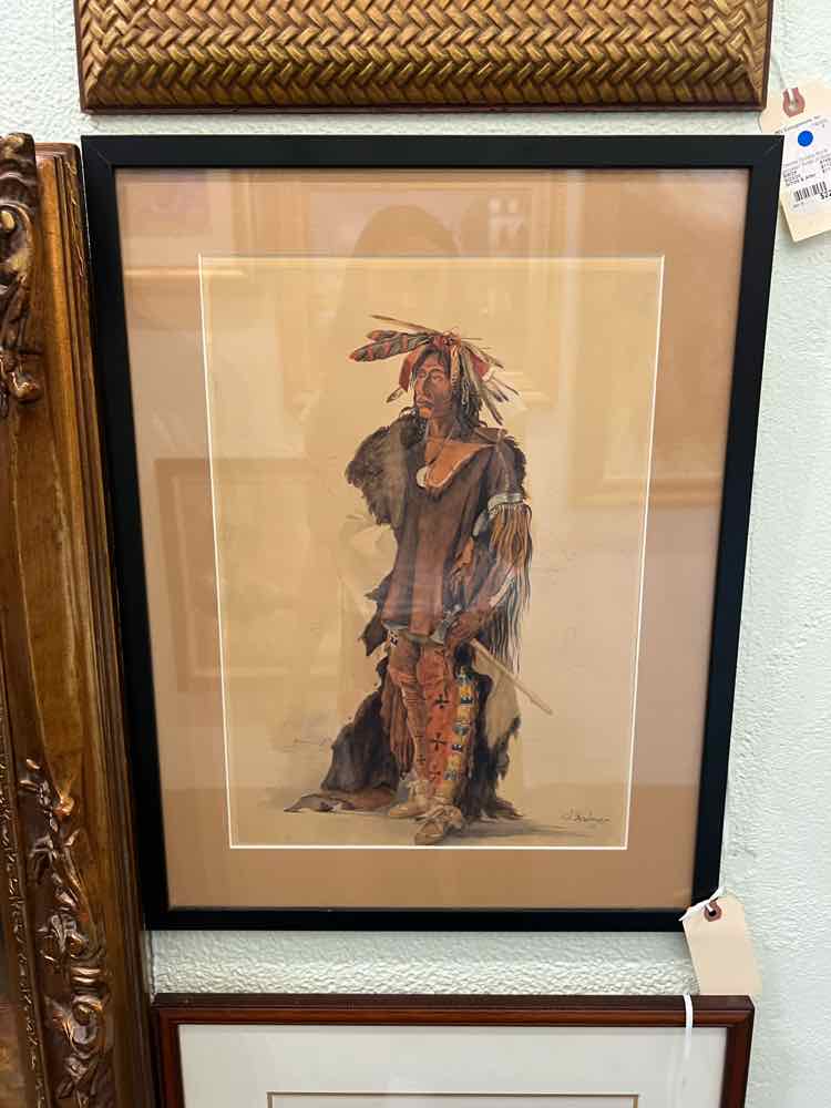 BODNER WATERCOLOR Litho sioux warrior