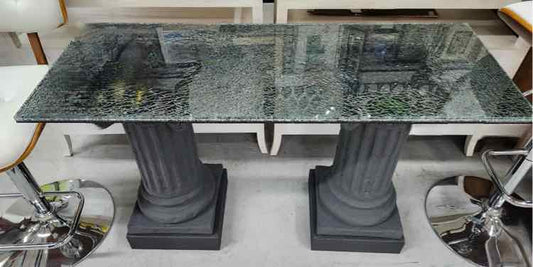 Cracked Glass Pedestal Entry Table