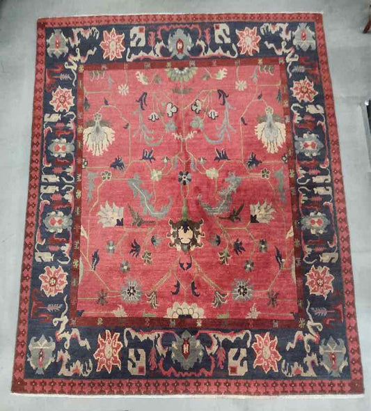 8 x 10 Red/Blue Floral Rug