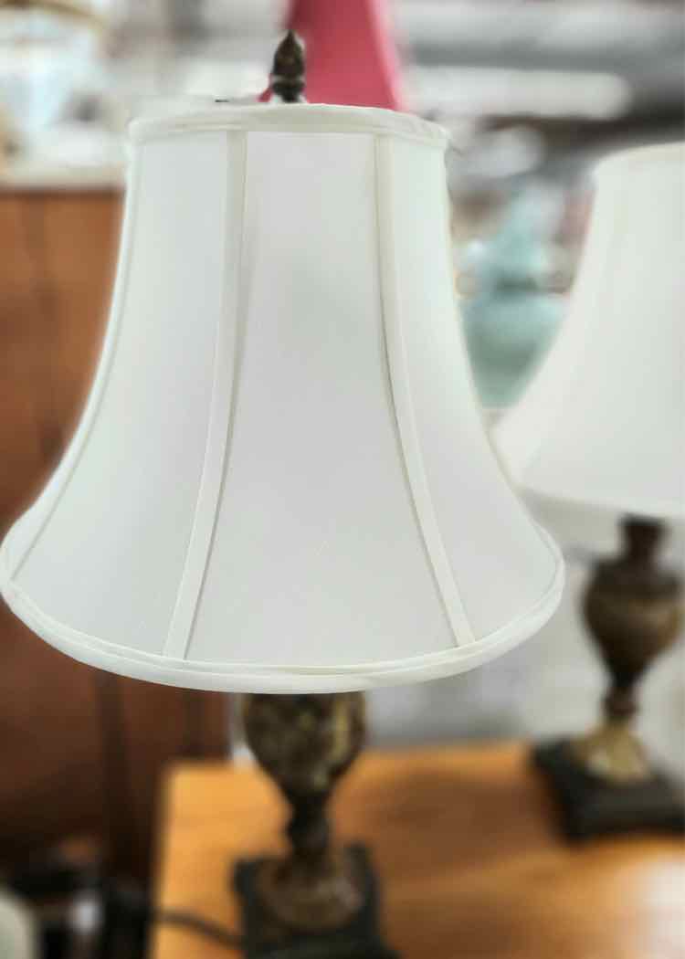 Set of 2 Brown Marble &amp; Metal Lamps