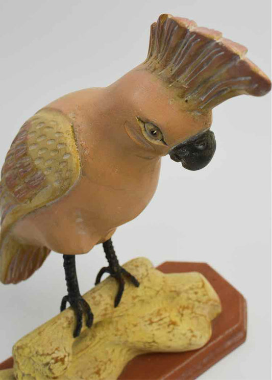 Decor Vtg .Hand painted Peach Cockatoo on Branch