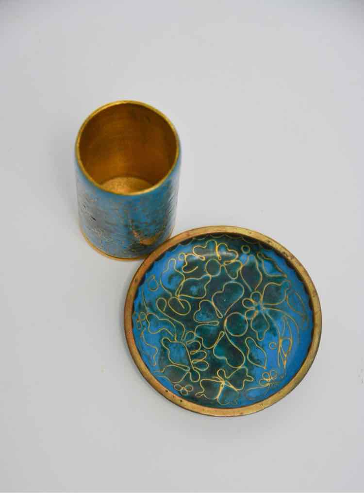 Brass Filigree & Enamel Bowl