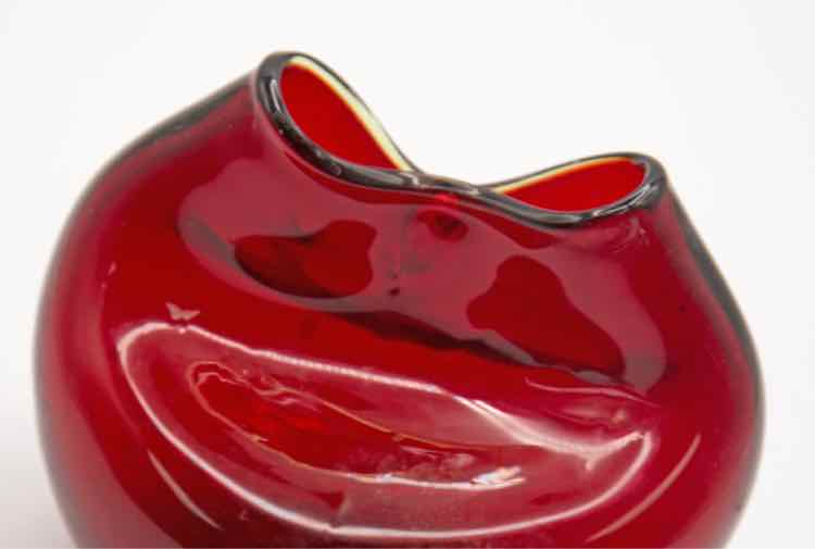 Handblown Red Pinched Ivy Bowl