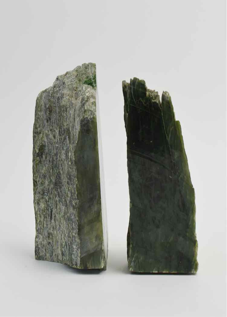 Vtg.Roughcut Polished Jade Bookends