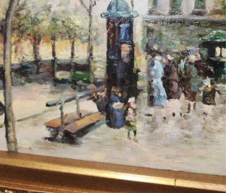 Victorian Street Scene Oil by Lyons, Registered Cert