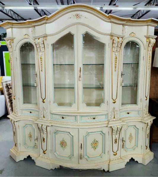 2pc Beige/Gold Hutch