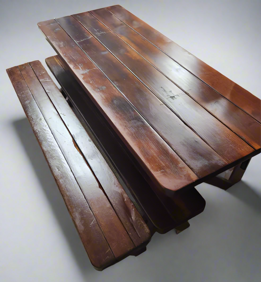 Dark Wood Picnic Table w/ Benches